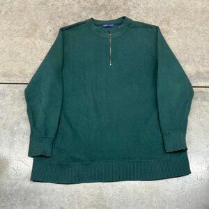 vintage green quarter zip knit sweater size medium